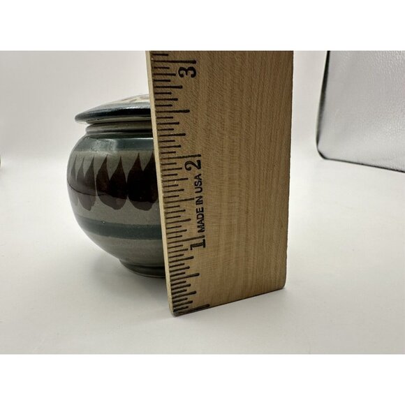 Vintage Mexican Tonala Pottery Round Lidded Trinket Dish Floral Hand Painted - Picture 9 of 9